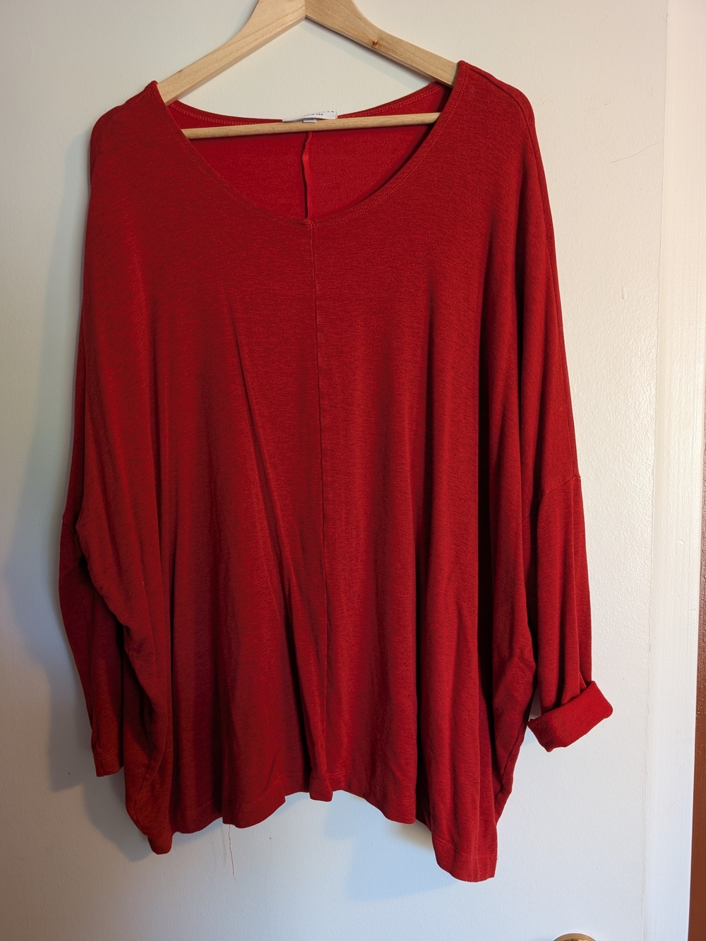 bryn Walker Red Oversized Scoop Neck Top